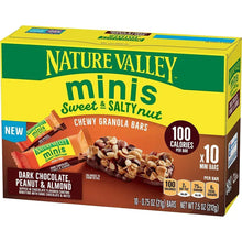 Granola bar multipack with dark chocolate, peanut, and almond mini bars, 10 count