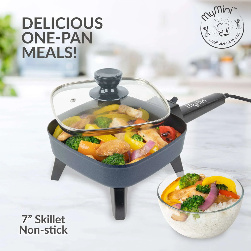MyMini Electric Skillet, 7 inch, 600 watts, Gray - USA MEGA SHOP