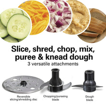 Food processor attachments set: reversible slicing/shredding disc, chopping/pureeing blade, dough blade