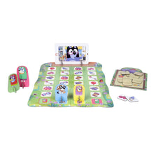 Bluey Grannies board game with folded tiles, character cards, and game mat
