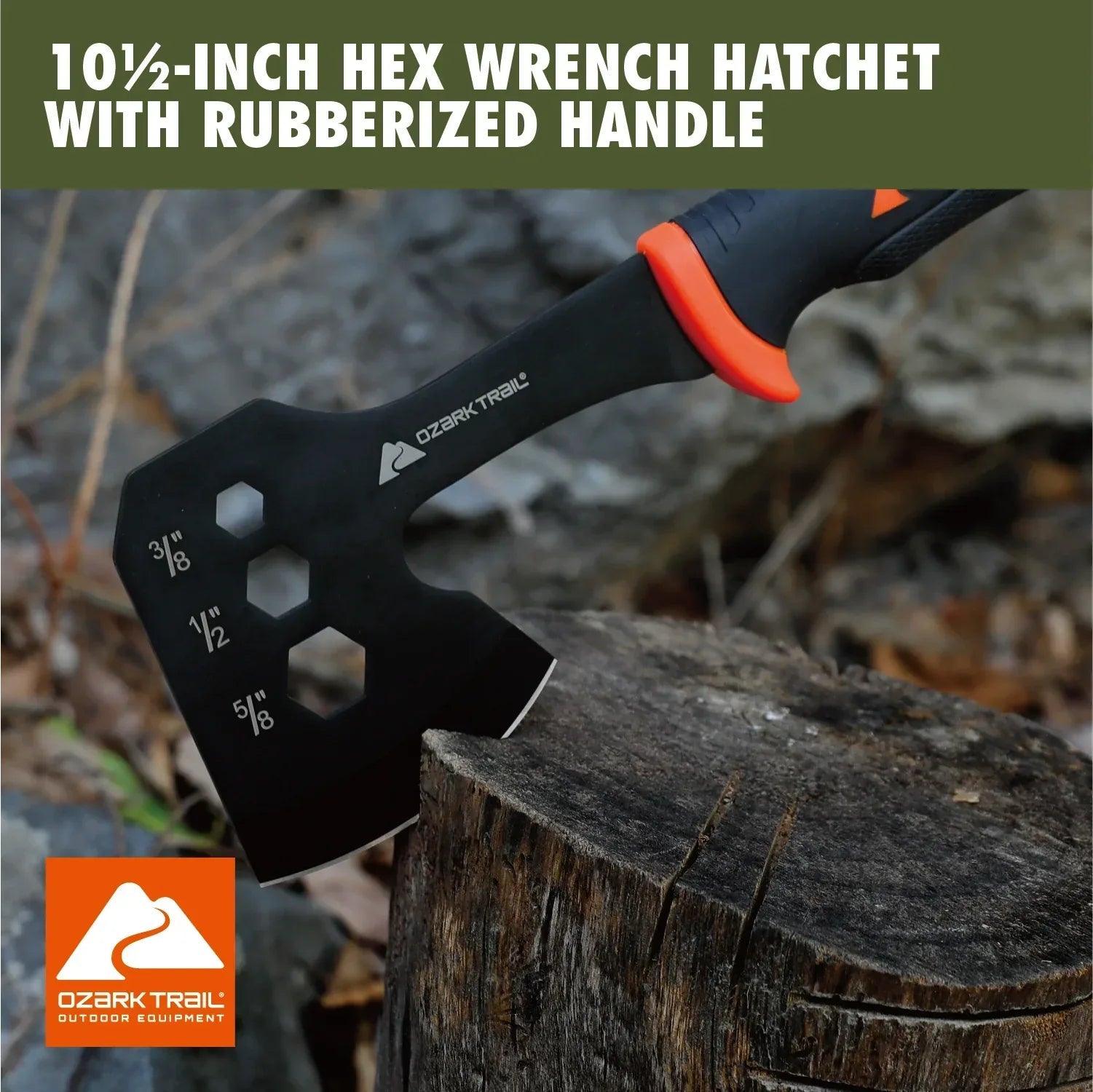 Ozark Trail 7-Piece Camping Tool Set with Hammer, Axe, Flashlight, and Knives, Batteries Included