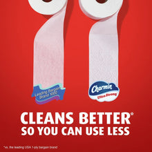 Charmin Ultra Strong toilet paper rolls, white tissue with blue logo badge on pack