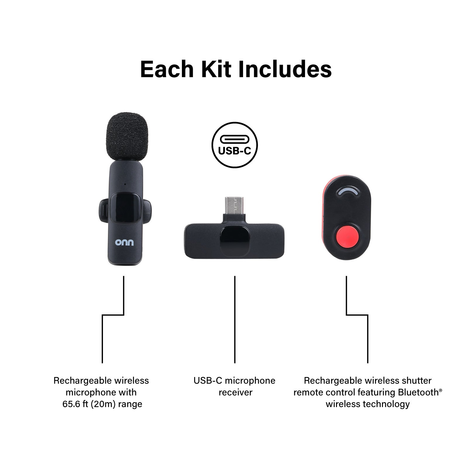 onn Portable LED Video Light Kit with Tripod Grip, Smartphone Holder & Bluetooth Remote for Vlogging, Streaming, and Photography