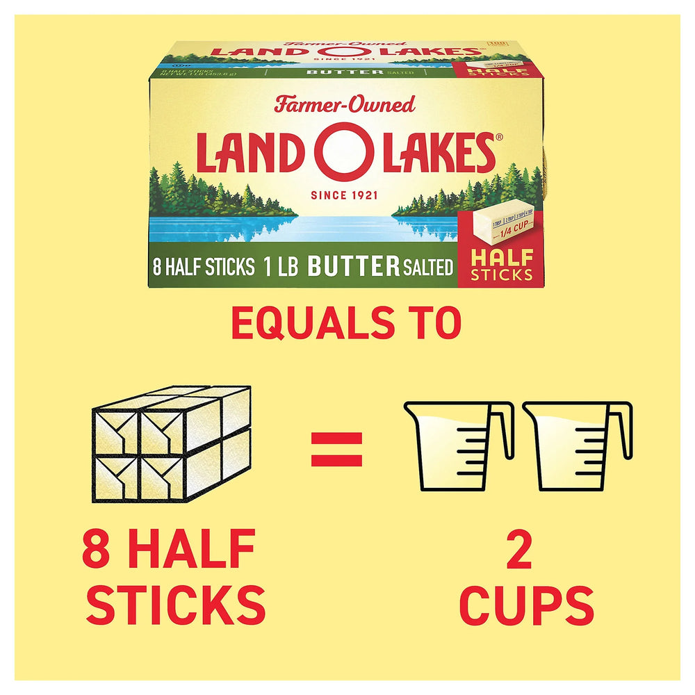 Land O Lakes Salted Butter in Half Sticks, 8 Half Sticks, 1 lb Pack - USA MEGA SHOP