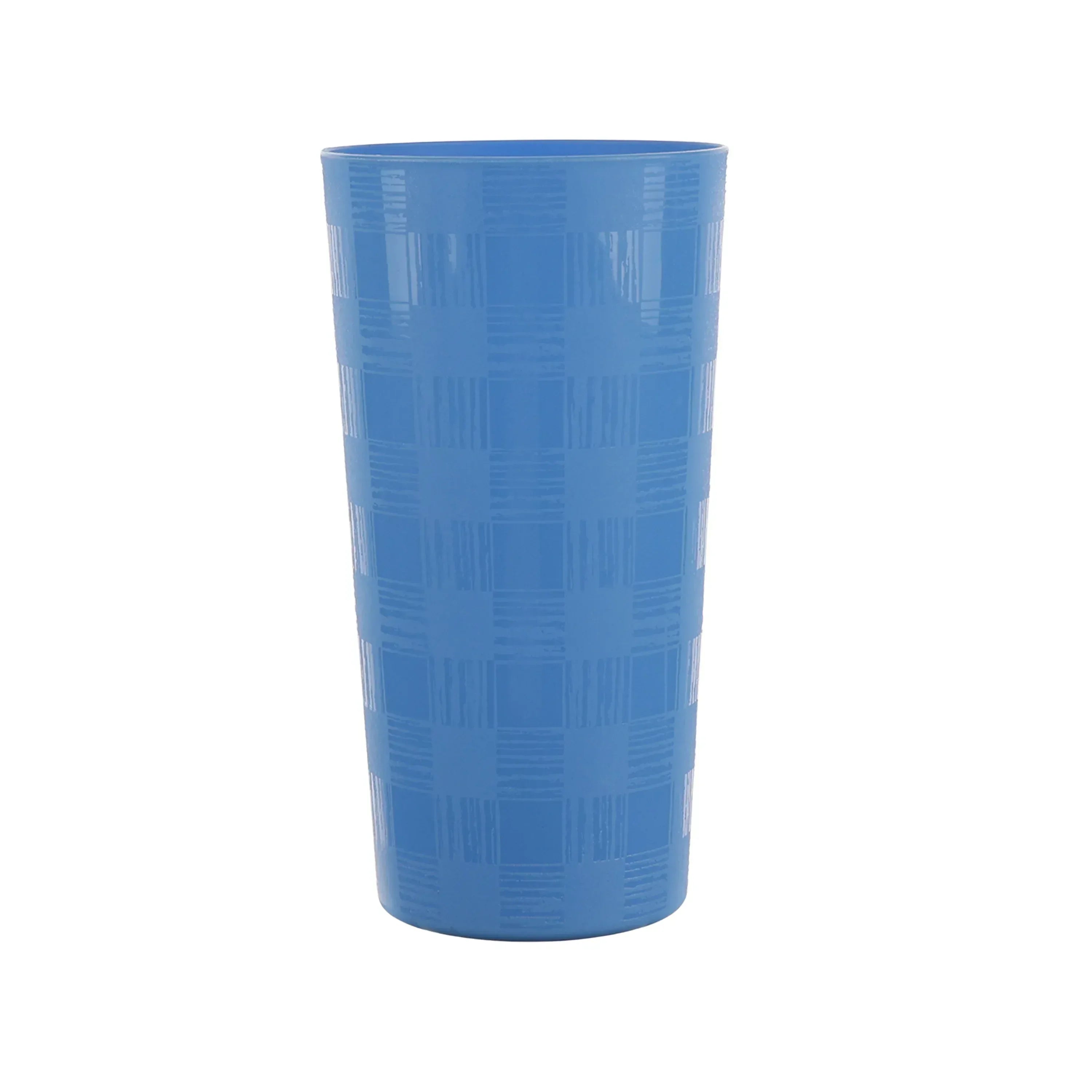 Mainstays 30-Piece Blue Etched Checkered Plastic Dinnerware Set, Includes 10 Plates, 10 Bowls, 10 Tumblers