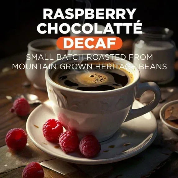 Maud's Decaf Raspberry Chocolate Flavored Coffee Pods, 18 ct, Decaffeinated Medium Roast Flavored Coffee in Recyclable Single Serve Pods – 100% Arabica Beans, Compatible with Keurig K Cups Maker