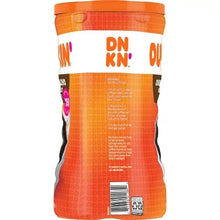 Dunkin' Original Blend medium roast ground coffee canister, back label text and barcodes