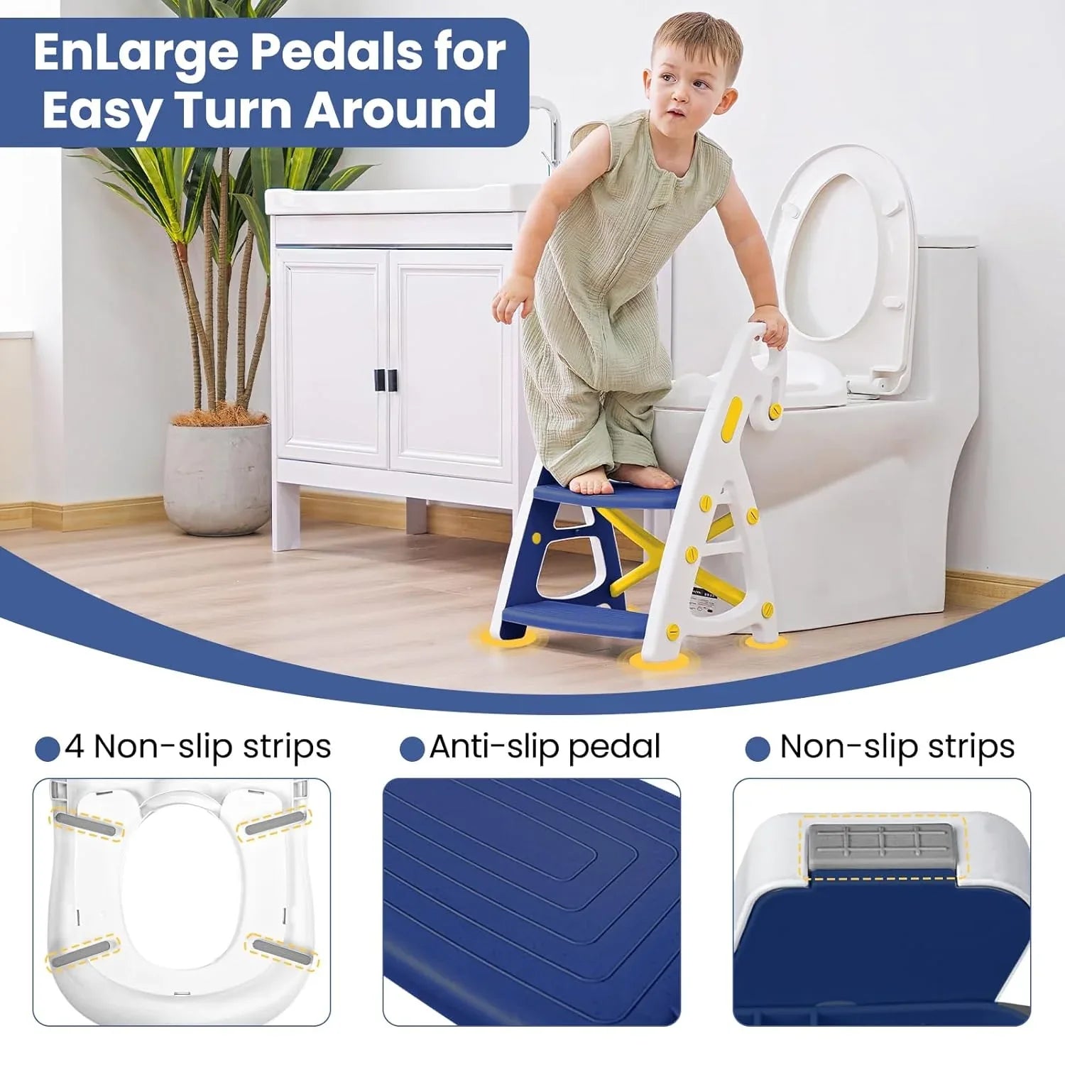 Primlect Potty Training Toilet Seat, 2 in 1 with Ladder, Adjustable Height ,for Ages 1-3, Blue - USA MEGA SHOP