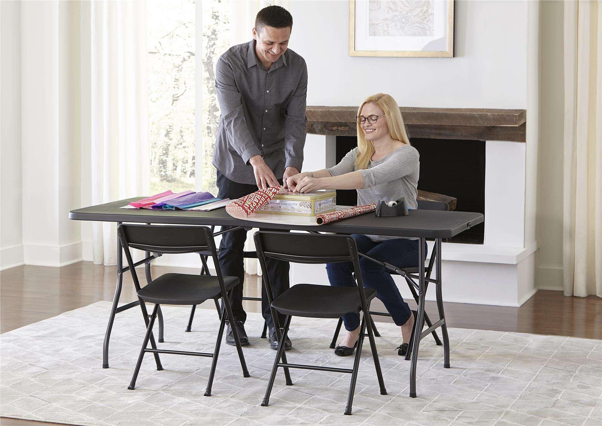 Cosco 6 Foot Premium Folding Table, Black - USA MEGA SHOP