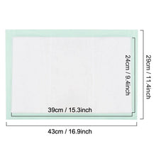 Cat litter box pad refill size chart: 43 cm by 39 cm, 2.4 in by 1.4 in