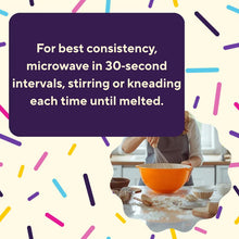 Candy melts label: microwave in 30-second intervals, stirring or kneading until melted