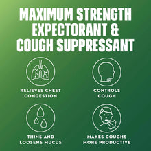 Maximum strength expectorant and cough suppressant icon panel for chest congestion