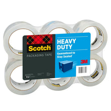 Six rolls of Scotch Heavy Duty Shipping Packaging Tape in a clear wrap multipack.