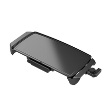 Electric griddle with non-stick ceramic plate and base, dark gray/black