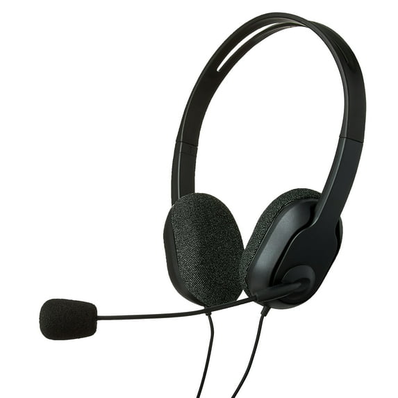 onn 3.5mm AUX Stereo Headset with Built-In Microphone, Black