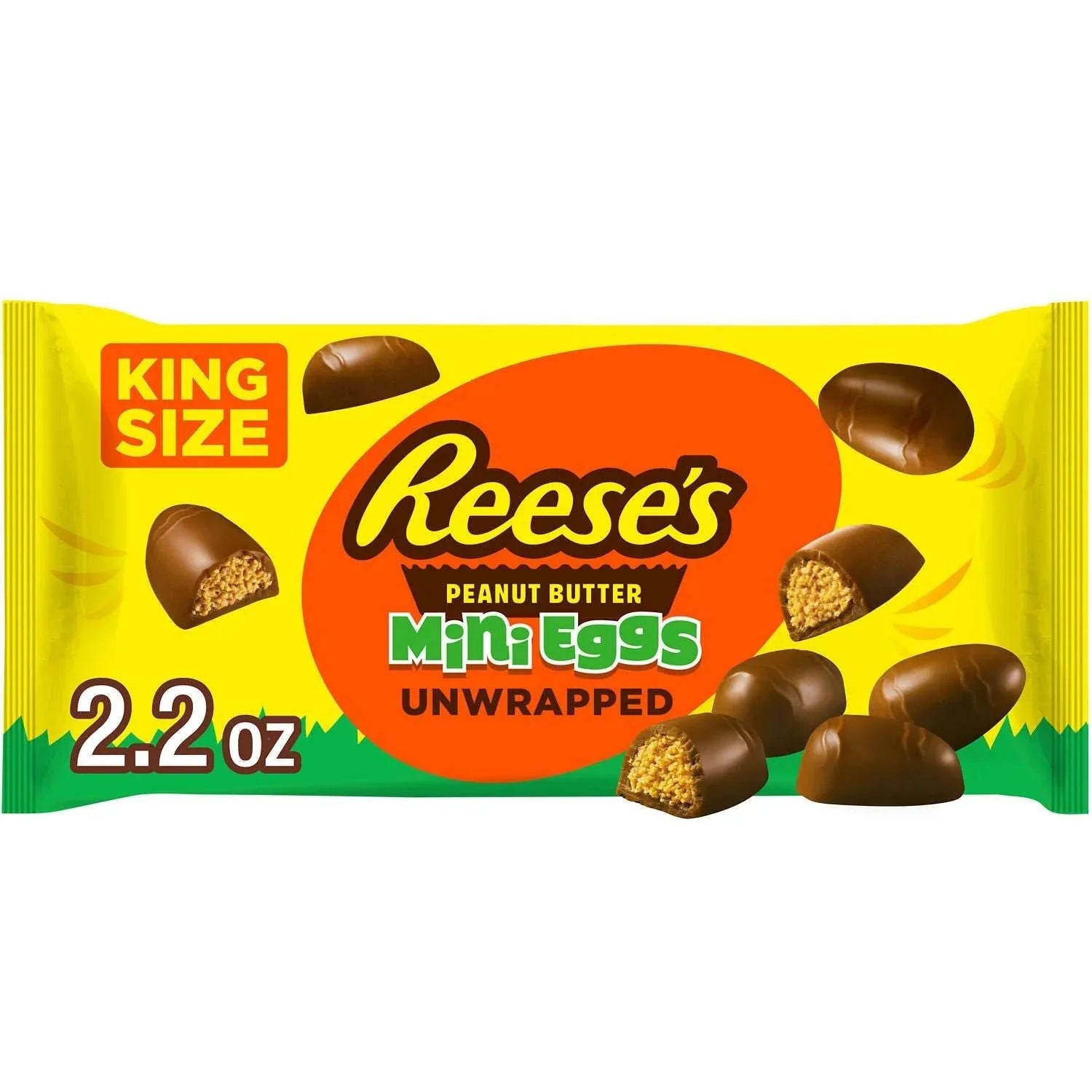 REESE'S Milk Chocolate Snack Size Peanut Butter Eggs, Easter Candy Basket Stuffers Bag, 9.6 oz