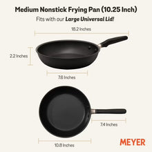Matte black nonstick frying pan with handle and 10.25 in size