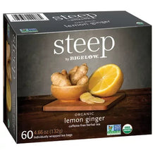 Lemon ginger herbal tea box, 60 individually wrapped tea bags, organic