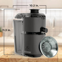 Fruit and vegetable juicer with clear container and stainless strainer cup