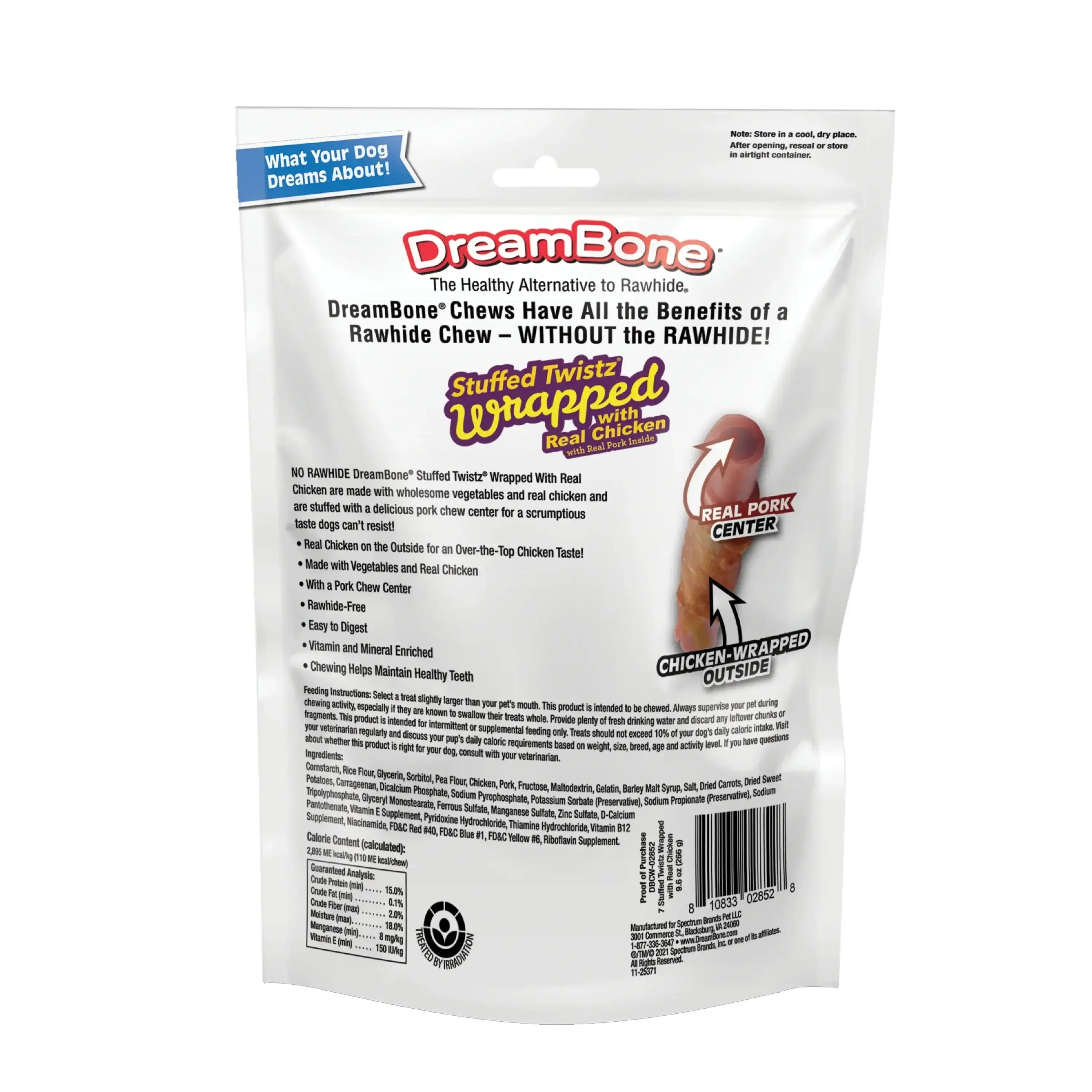 DreamBone Stuffed Twists Rawhide-Free Dog Chews with Real Pork Wrapped with Chicken, 7 Count - USA MEGA SHOP