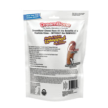 Back of stuffed twist dog chew package with real chicken wrap info