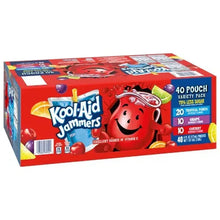 Juice pouch variety pack box with Kool-Aid Jammers character and 40 pouches text