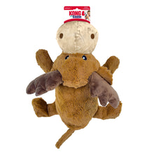 Plush moose dog toy with tan head, brown body, and floppy dark brown arms