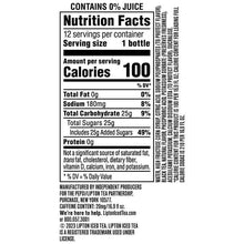 Nutrition Facts panel on Lipton iced tea peach bottle