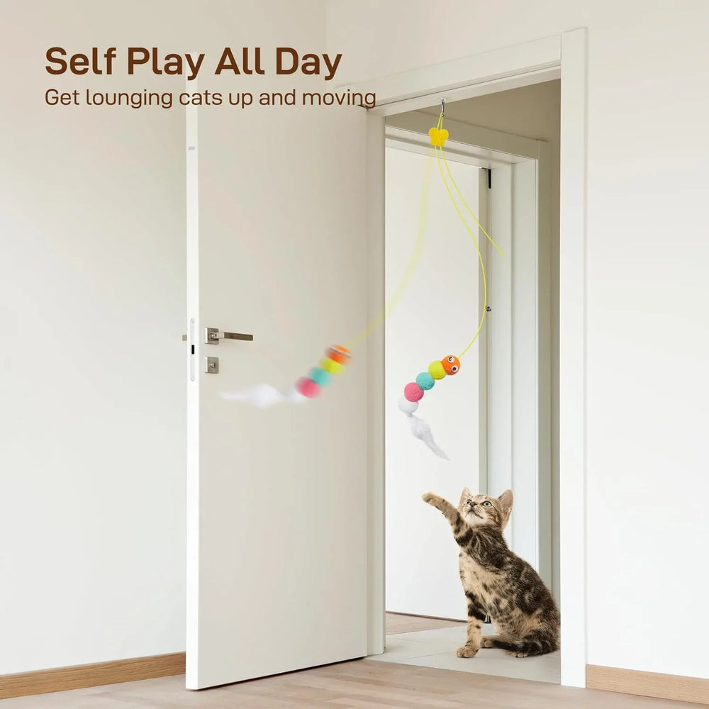 IZEYNO 6 Pack Retractable Cat Toys with Bell, Multicolor Catnip Hanging Toys for Cat, Kitty, Kitten - USA MEGA SHOP