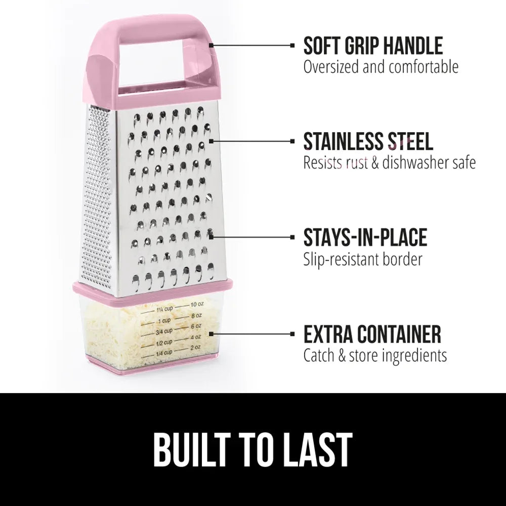GORILLA GRIP Cheese Grater, BPA Free Stainless Steel Box Graters, Cheeses and Veggie Shredder - USA MEGA SHOP