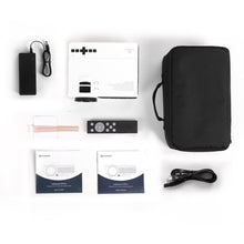 VANKYO projector accessories set with remote, cables, manuals, and black carrying case