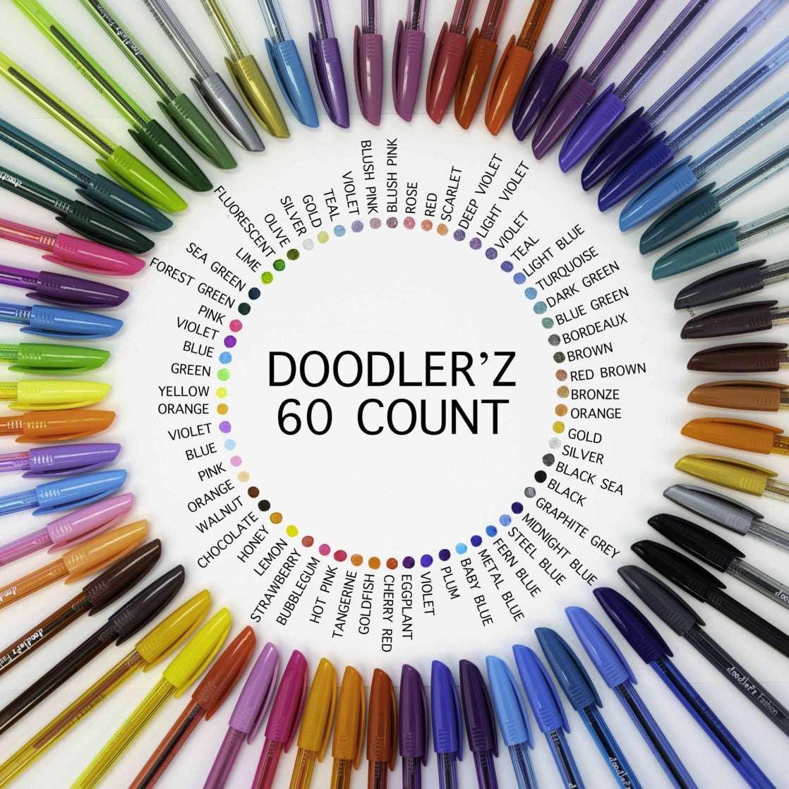 Zebra Doodlerz Gel Stick Pens, Bold Point 1.0mm, Assorted Colors, 60-Count - USA MEGA SHOP