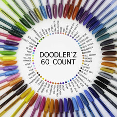 Zebra Doodlerz Gel Stick Pens, Bold Point 1.0mm, Assorted Colors, 60-Count - USA MEGA SHOP