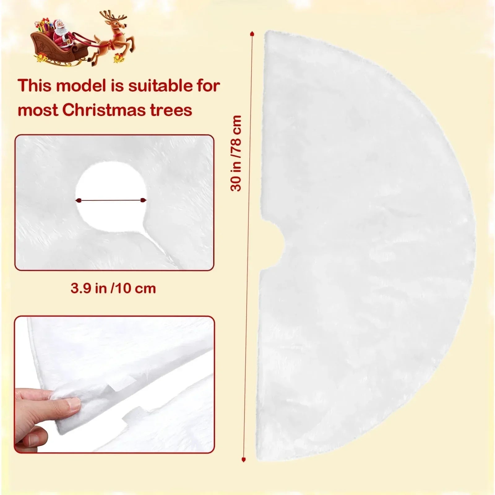 DAKIMOE Christmas Tree Skirt White Plush Skirts Xmas Decorations for Merry Christmas Party Faux Fur, 30 inches - USA MEGA SHOP