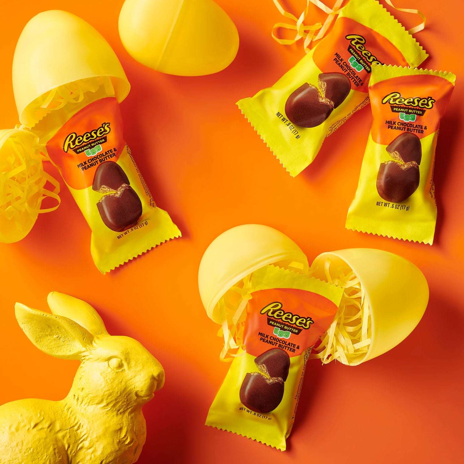 REESE'S Milk Chocolate Snack Size Peanut Butter Eggs, Easter Candy Basket Stuffers Bag, 9.6 oz