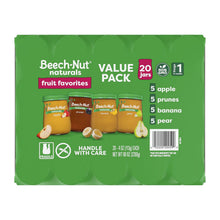 Beech-Nut Naturals Stage 1 baby food variety pack, back panel listing apple, prune, banana and pear