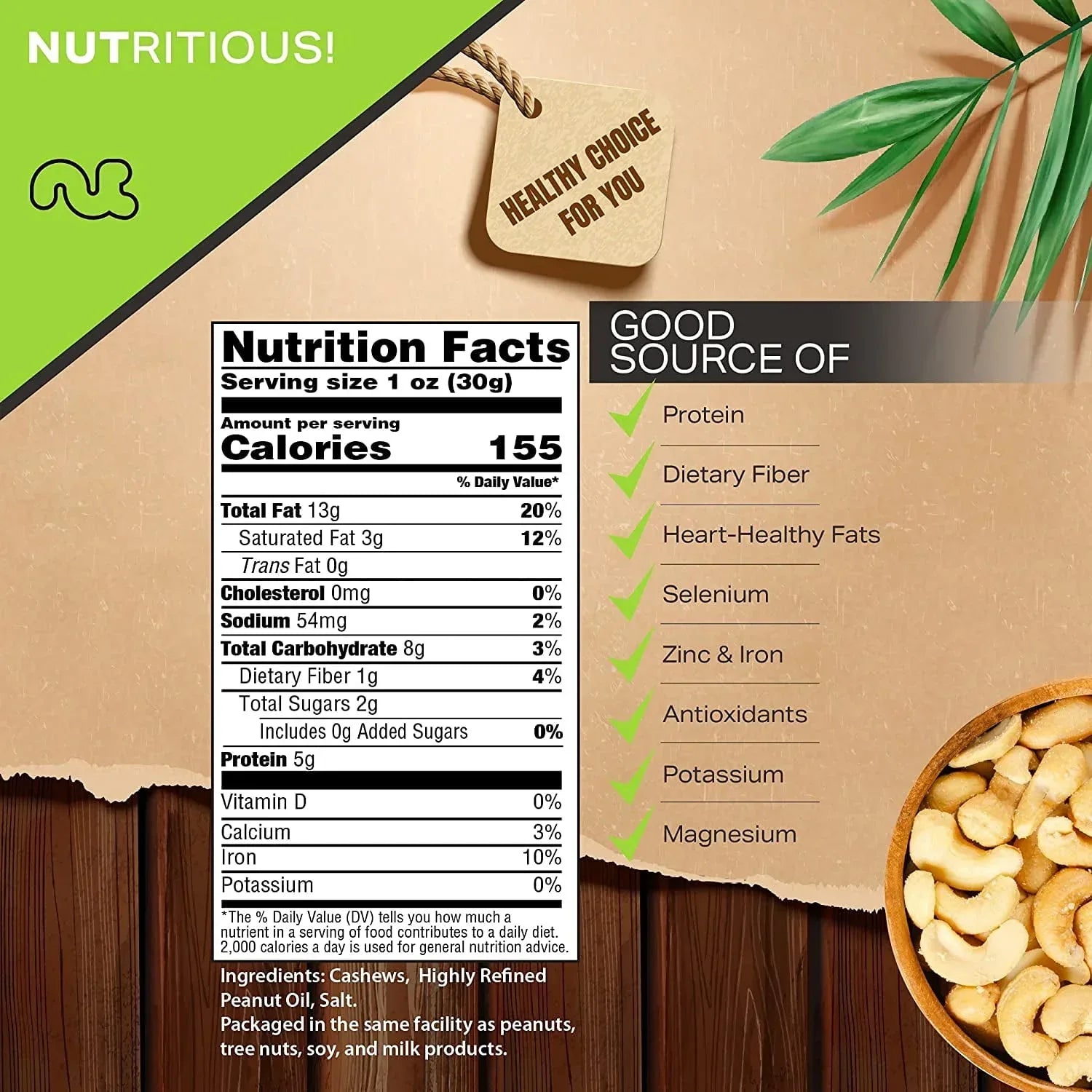 Nut Cravings Roasted Cashews Lightly Salted, Whole (16oz - 1 lbs)