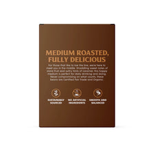 Medium roasted coffee pods box back panel with roast and ingredient details