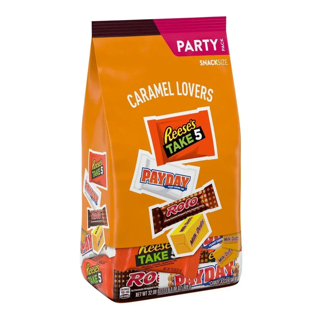 Hershey Assorted Caramel Flavored Snack Size Candy, Party Pack 32.08 Oz
