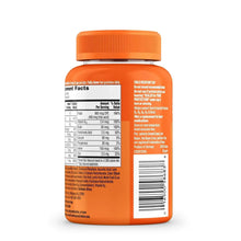 Back label panel on a women’s multivitamin gummy bottle with orange cap and barcode