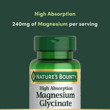 Nature’s Bounty High Absorption Magnesium Glycinate bottle with 240 mg per serving label