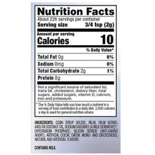 Nutrition Facts label for N'Joy coffee creamer