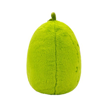 Green pickle plush toy rounded back view with small top stem