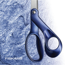 Blue Fiskars fabric and craft scissors with finger loops and metal pivot