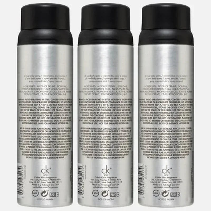 Calvin Klein CK One Body Spray, 5.4 Oz, 3 Pk