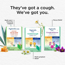 Kids cold & cough combo pack cartons for daytime, nighttime, and cough & mucus