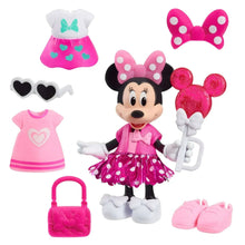 Minnie-style fashion doll with pink polka-dot dress plus bag, heart glasses, and shoes