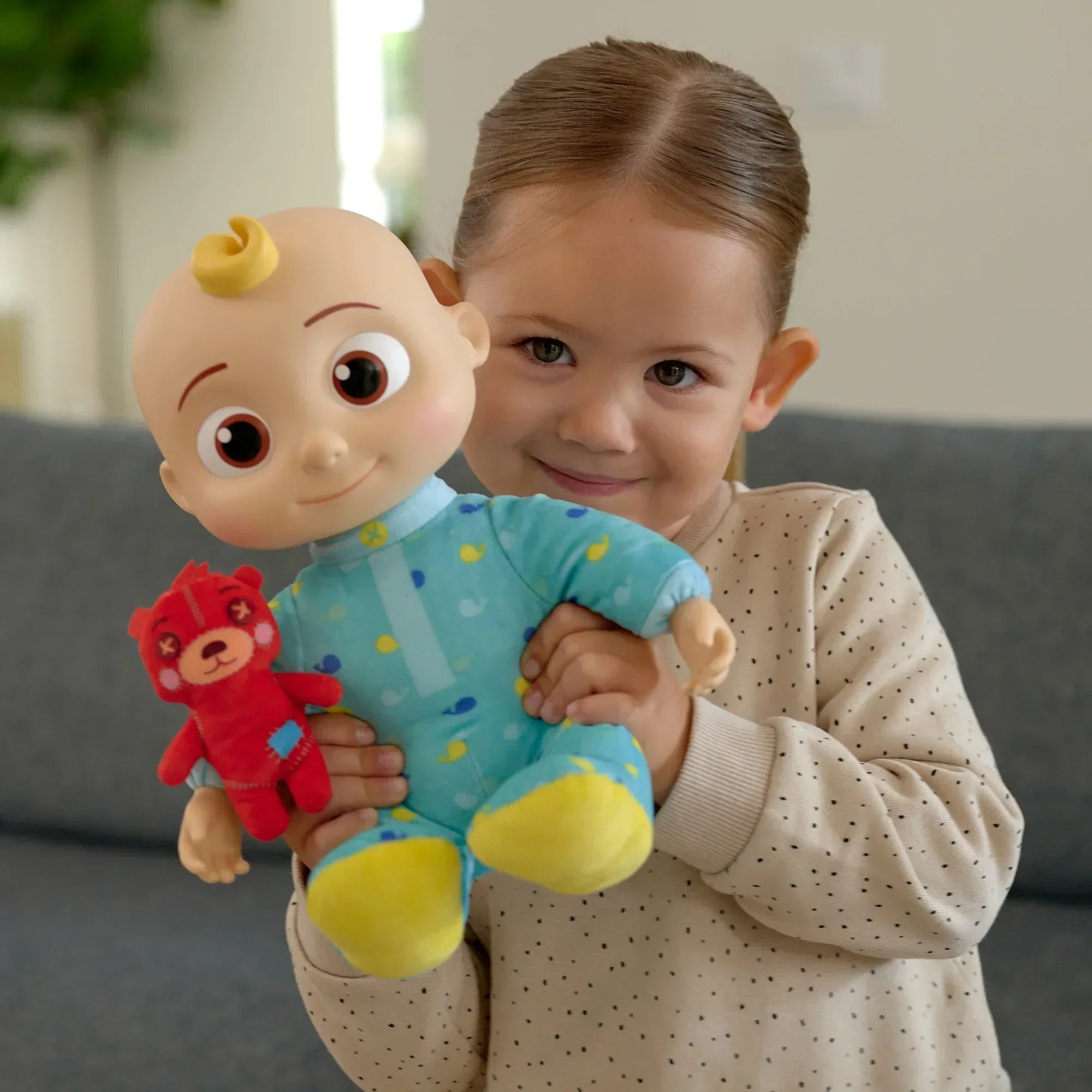 CoComelon Musical Bedtime JJ 12 inch Doll - Soft Plush Body – Includes Feature Plush and Small Teddy Bear Plush