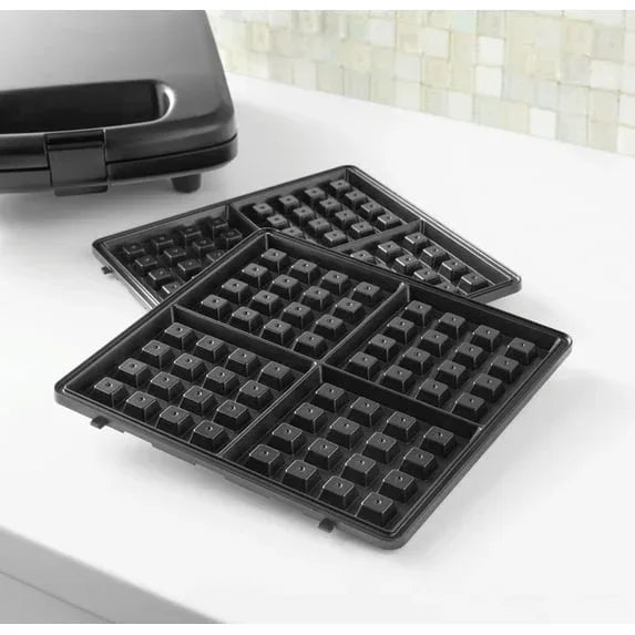Mainstays 4 Slice Waffle Maker, Removable Plates, Black Matte, Model MS8400778514-1