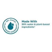 Wipes ingredient seal reading Made With 99% water and plant-based ingredients